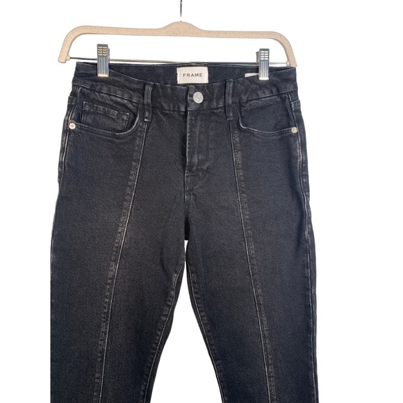 Frame‎ NWT Women's 26 Le Mini Boot Mid Rise Boot Cut Front Split Blacklake Jeans - Picture 2 of 9